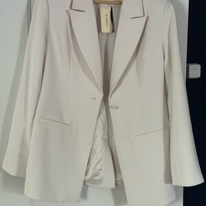 Good American Cream Blazer Tailored Suit Jacket